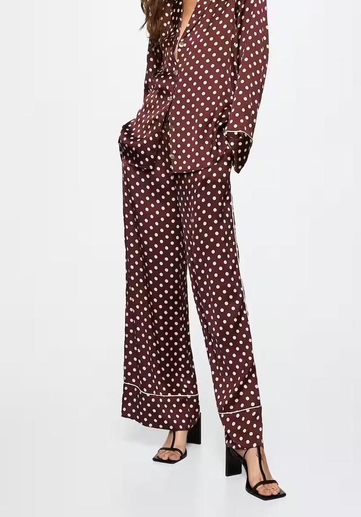 Pantalón satinado lunares Mango