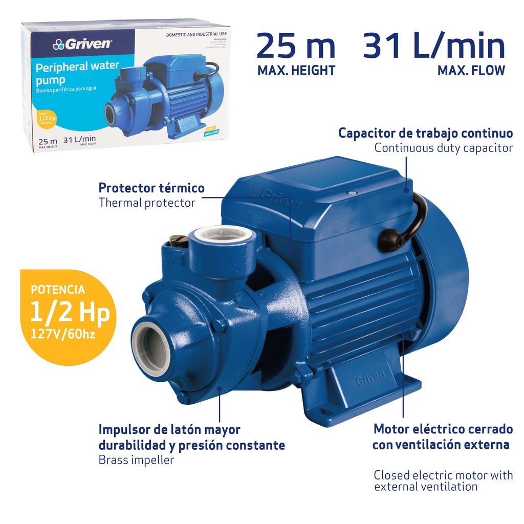 Combo con kit completo de bomba de agua de 1/2HP con control automático + flotador interruptor + cheque de fondo + válvula de control