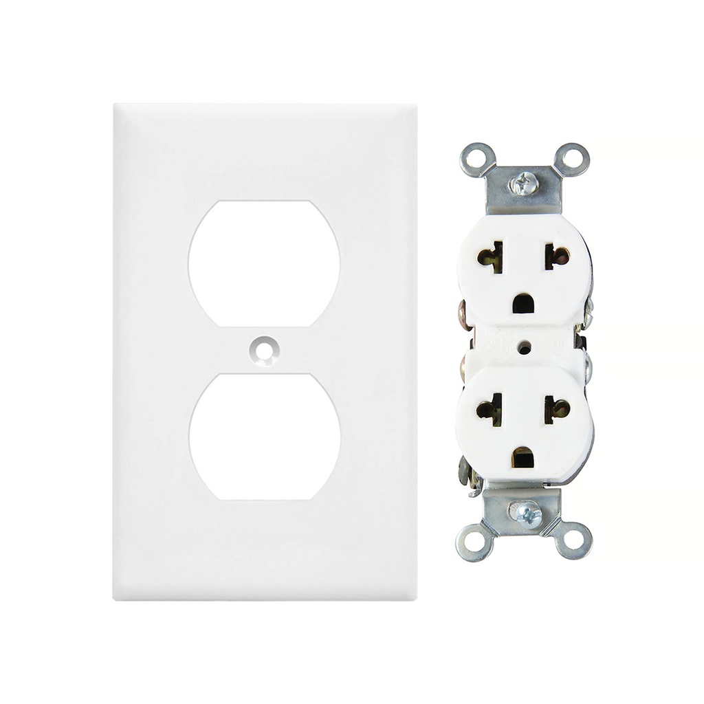 omacorriente doble universal blanco c/tapa 125V - 15A