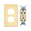 Tomacorriente doble universal beige c/tapa 125V - 15A