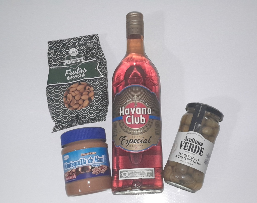 Combo Ron +Aceituna+Frutos Secos+Mantequilla Maní