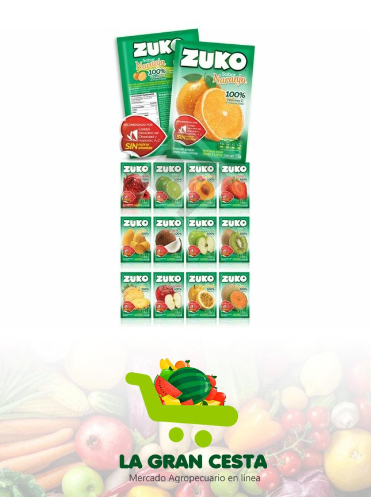 Refresco Zuko 13g, rinden 2 litros (paquete de 12 unidades)