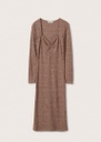 Vestido Mango escote fruncido, diseño canalé