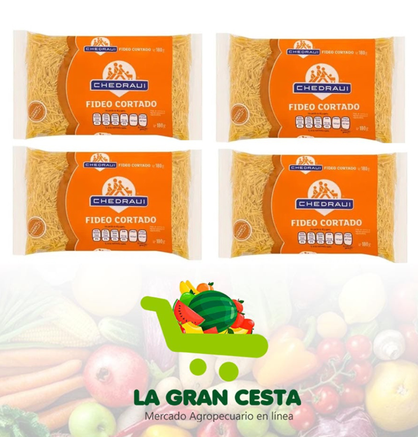 Pasta de Fideo Cortado Semolina de Trigo Duro 180g (4 unidades)