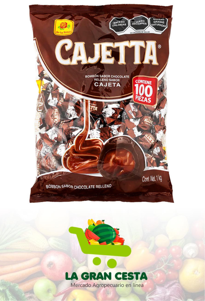 Bombón sabor chocolate relleno sabor cajeta (100 piezas 1 kilogramo)