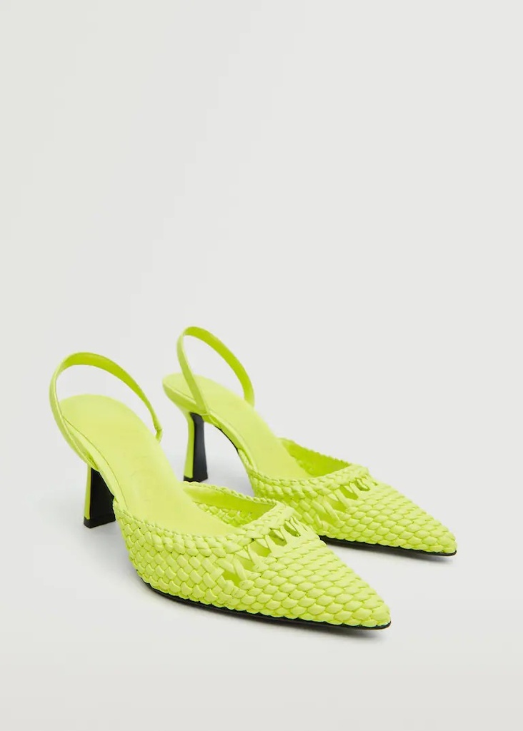 Zapato trenzado tacón Mango mujer verde #36