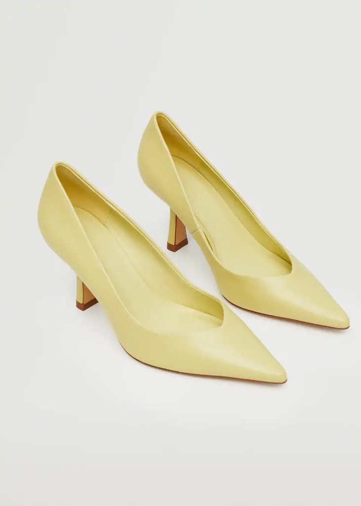 Zapato de piel tacón color lima Mango
