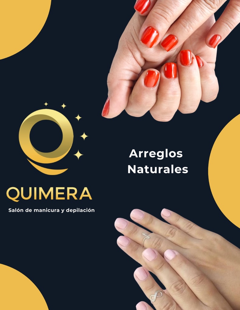 Servicio de manicura natural con aplicación de esmalte semipermanente