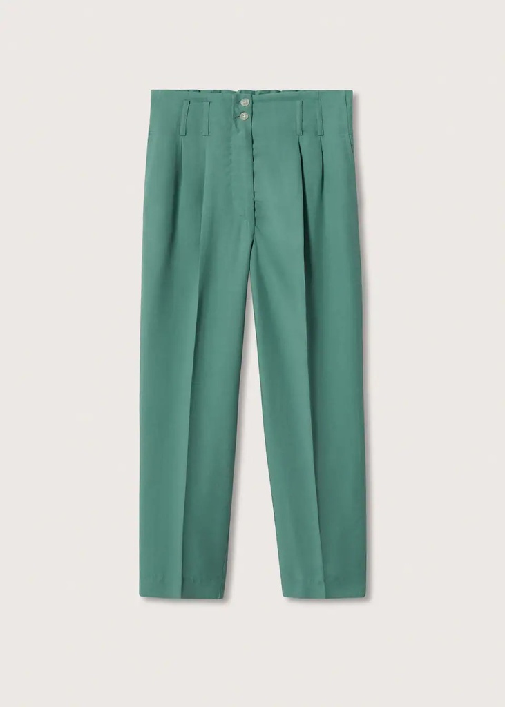 Pantalón lyocell pinzas mujer Mango