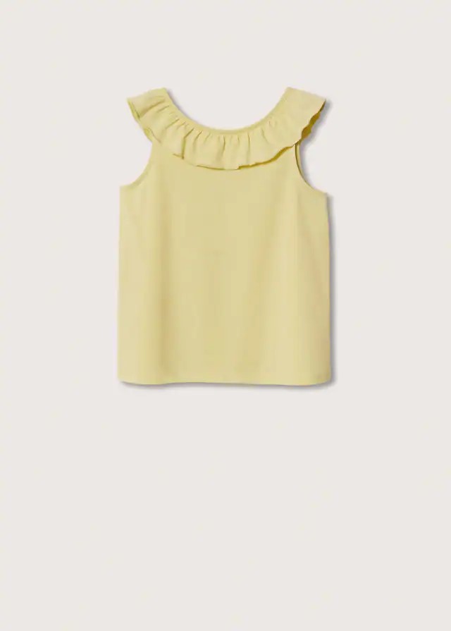 Camiseta de algodón con volante para niña Mango color amarillo