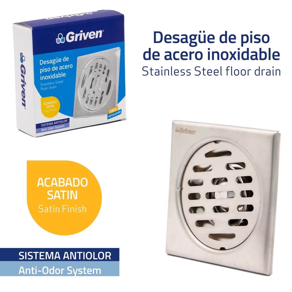 Desagüe de piso de acero inoxidable de 4&quot;
