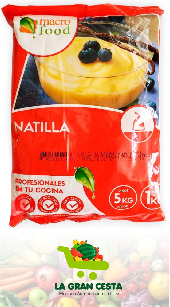 Natilla sabor Vainilla y Coco Rallado Macro Food (2.2 lb / 1.0 kg)
