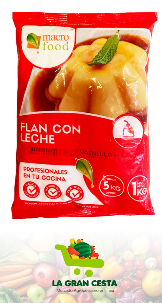 Flan con Leche sabor Vainilla Macrofood (2.2 lb / 1.0 kg)