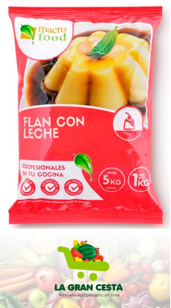 Flan con Leche sabor Chocolate Macrofood (2.2 lb / 1.0 kg)