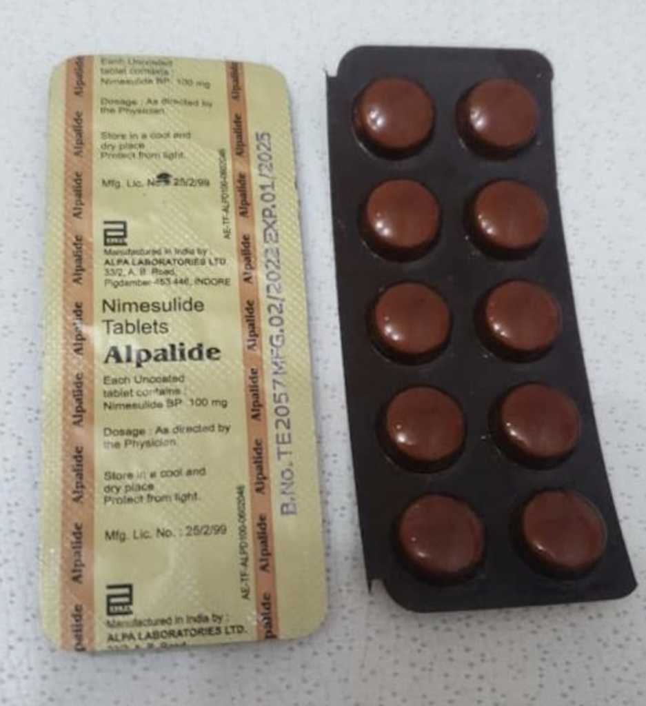 Nimesulida/Dipirona 100 g.1 blíster de 10 tabletas