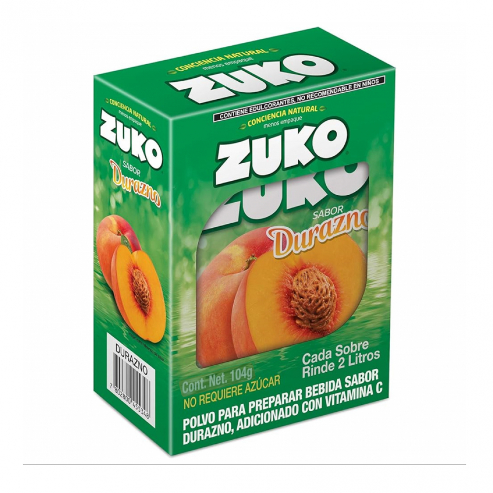 Refresco Instantáneo Zuko Durazno (caja de 8 sobres de 2L)