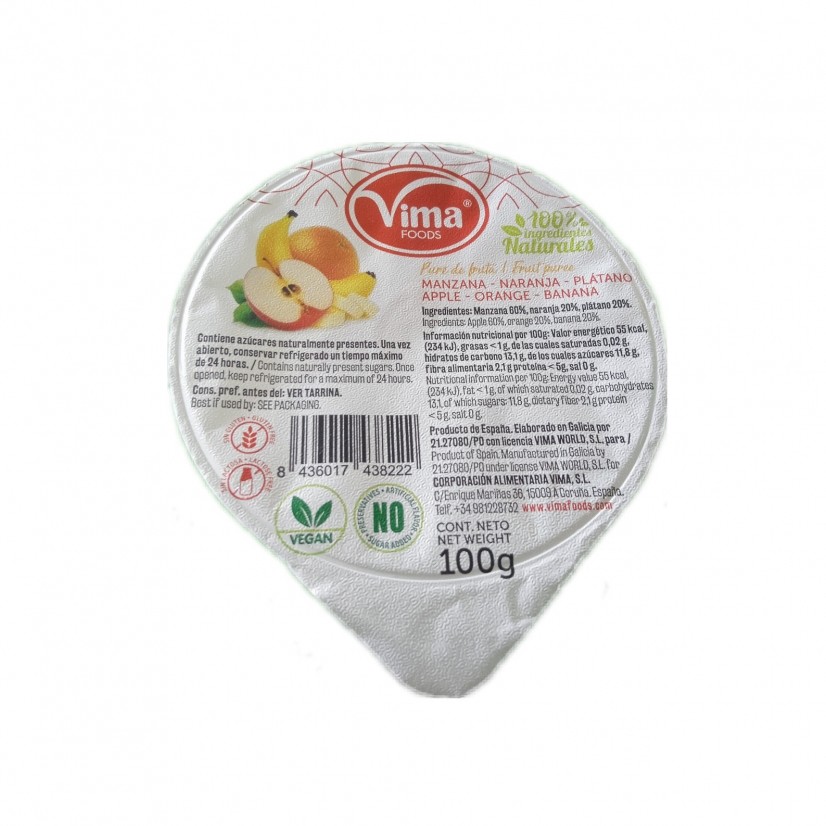 Compota de manzana, naranja y plátano Vima (100 g)
