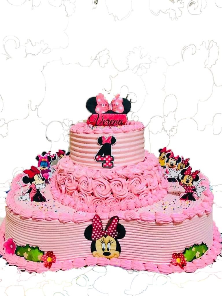 Cake de cumpleaños rosado de Minnie