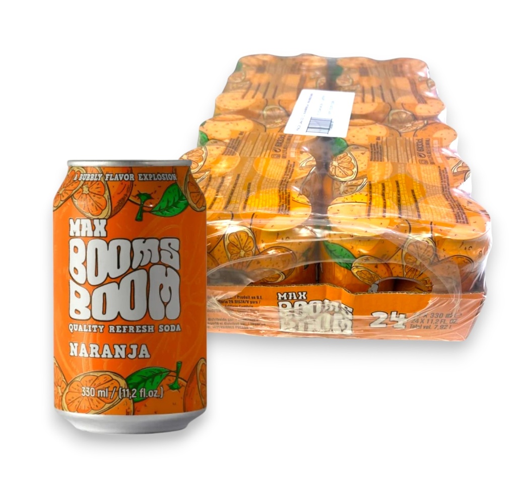 Caja de Refresco Naranja (24ud*330ml) Max Booms Boom