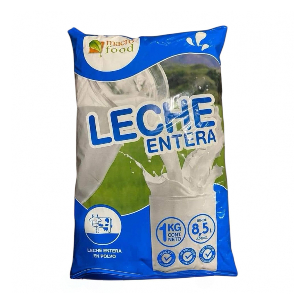 Leche en Polvo Entera (1 Kg / 2.2 Lb) Macrofood