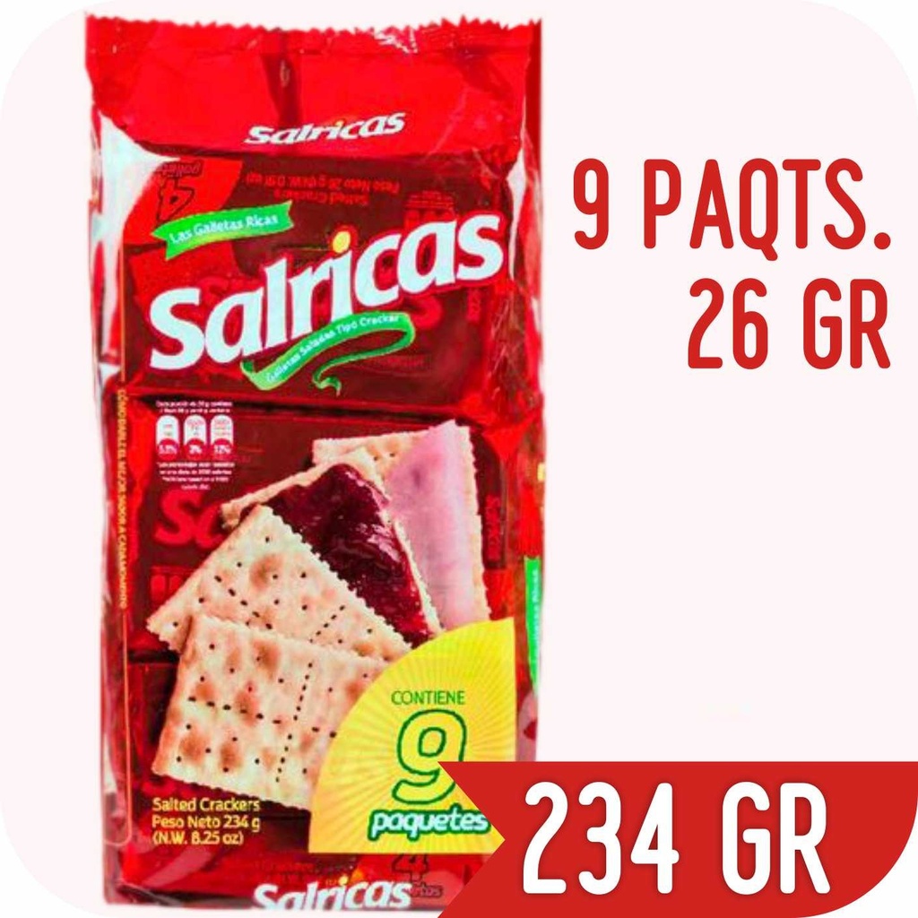 Galletas saladas Salricas 234g (contiene 9 packs x 26gr)