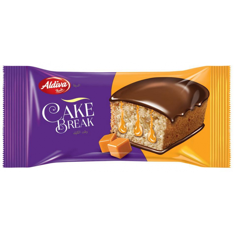 Dulce recubierto de chocolate y crema de caramelo 40g Aldiva Cake Break