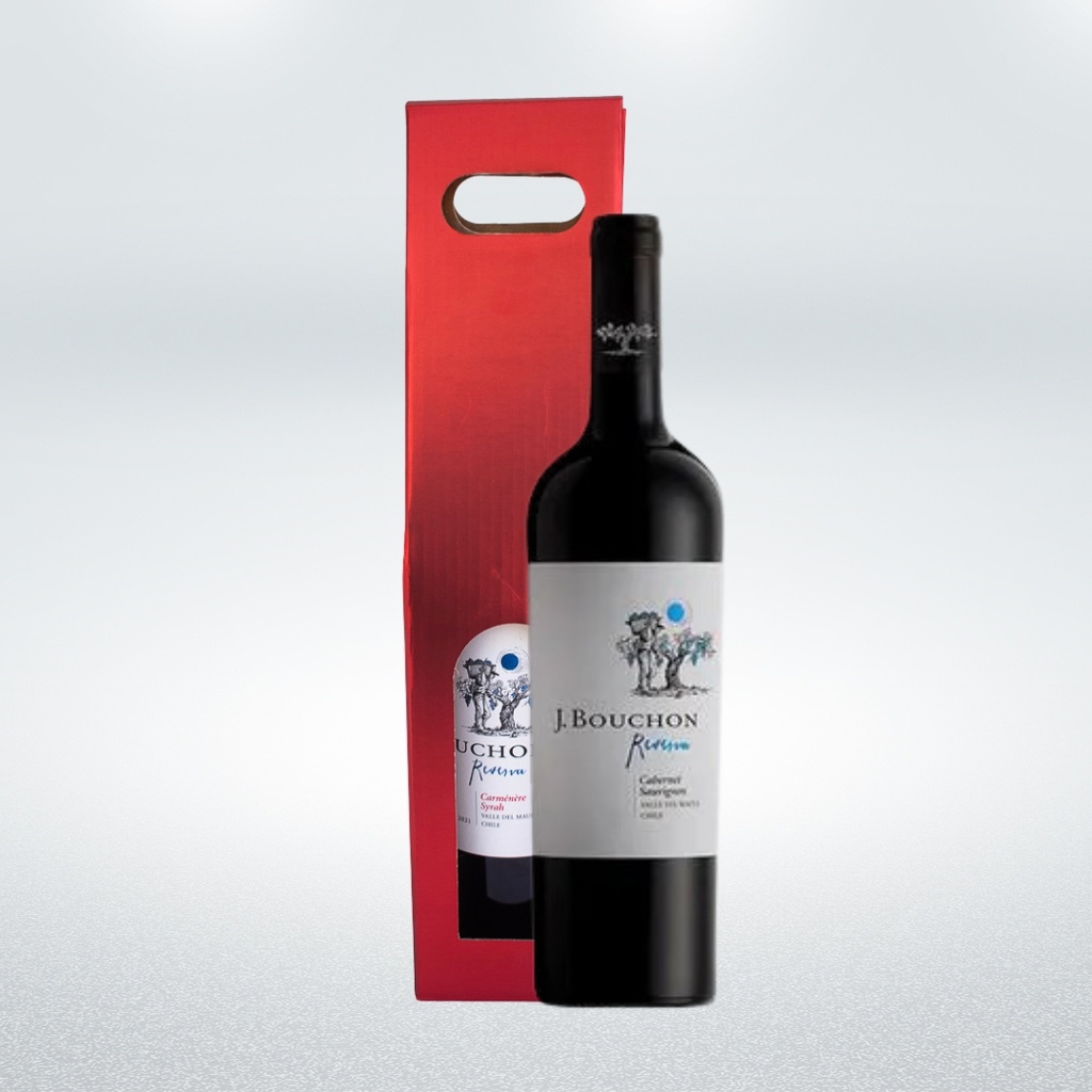 Botella de Vino Tinto en Caja Decorativa