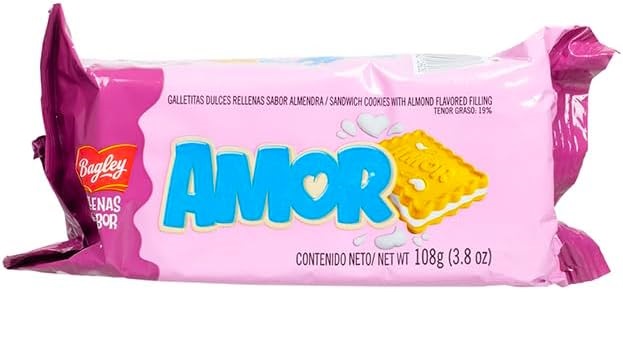 Galletas dulces rellenas Amor sabor almendra (108g)