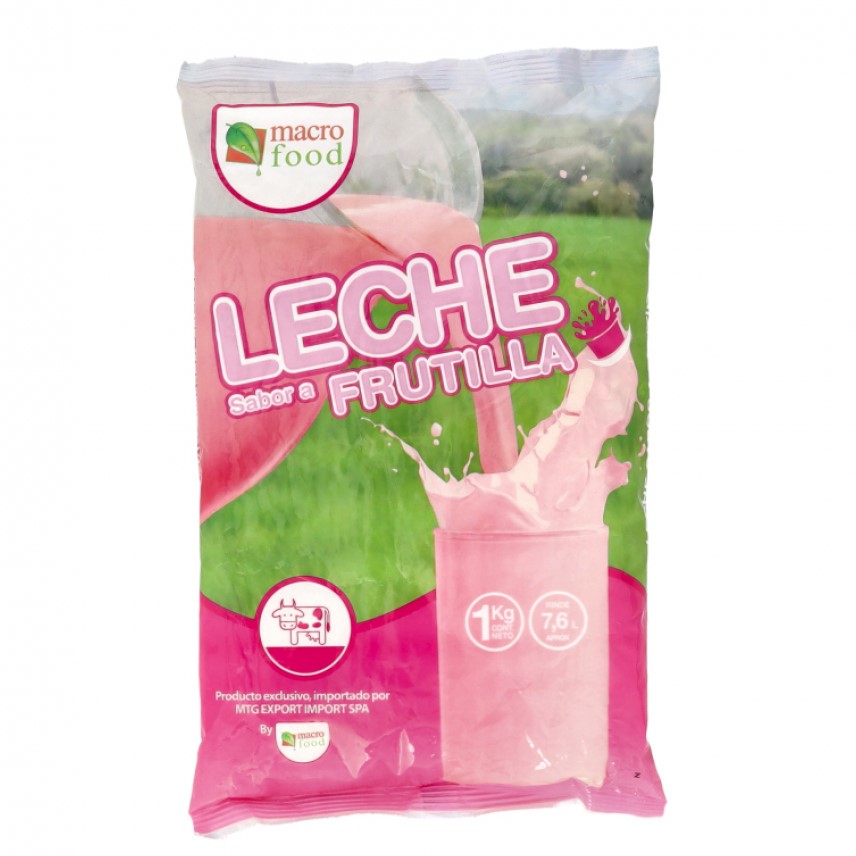 Leche en Polvo sabor Fresa/Frutilla (1 Kg / 2.2 Lb) Macrofood