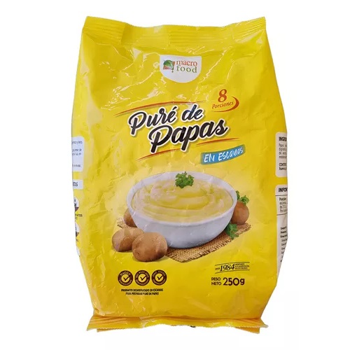 Puré de papas instantaneo 250gr (rinde 8 porciones) Macrofood