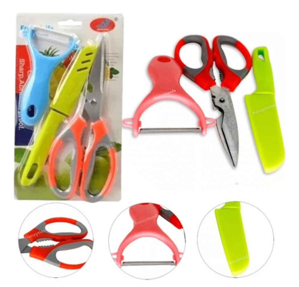 Set de cocina tijera+cuchillo+pela papa