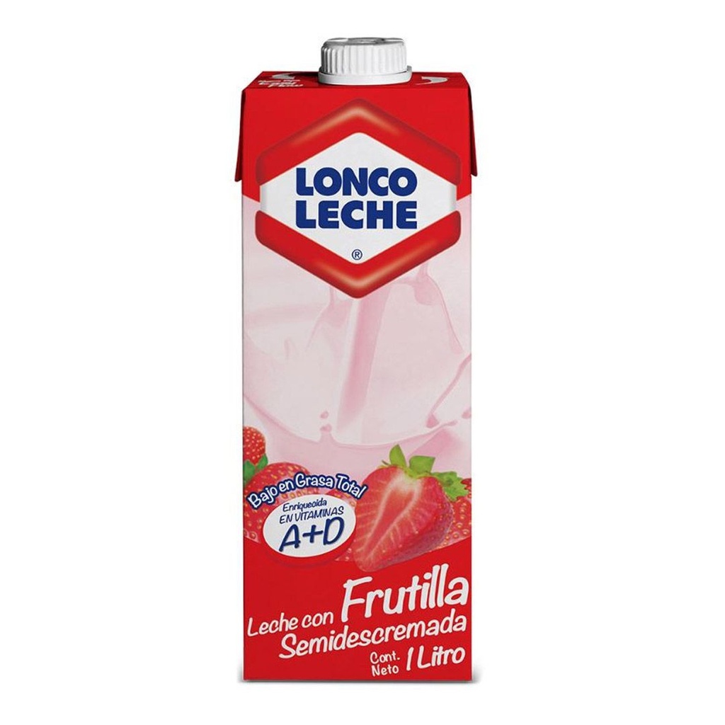 Leche semi descremada de fresa 1 L Lonco