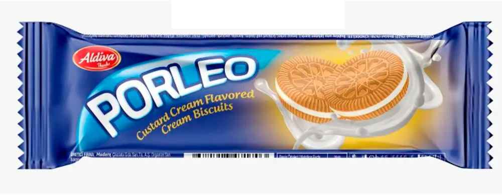 Galleta dorada con crema de Vainilla 56 gr PORLEO