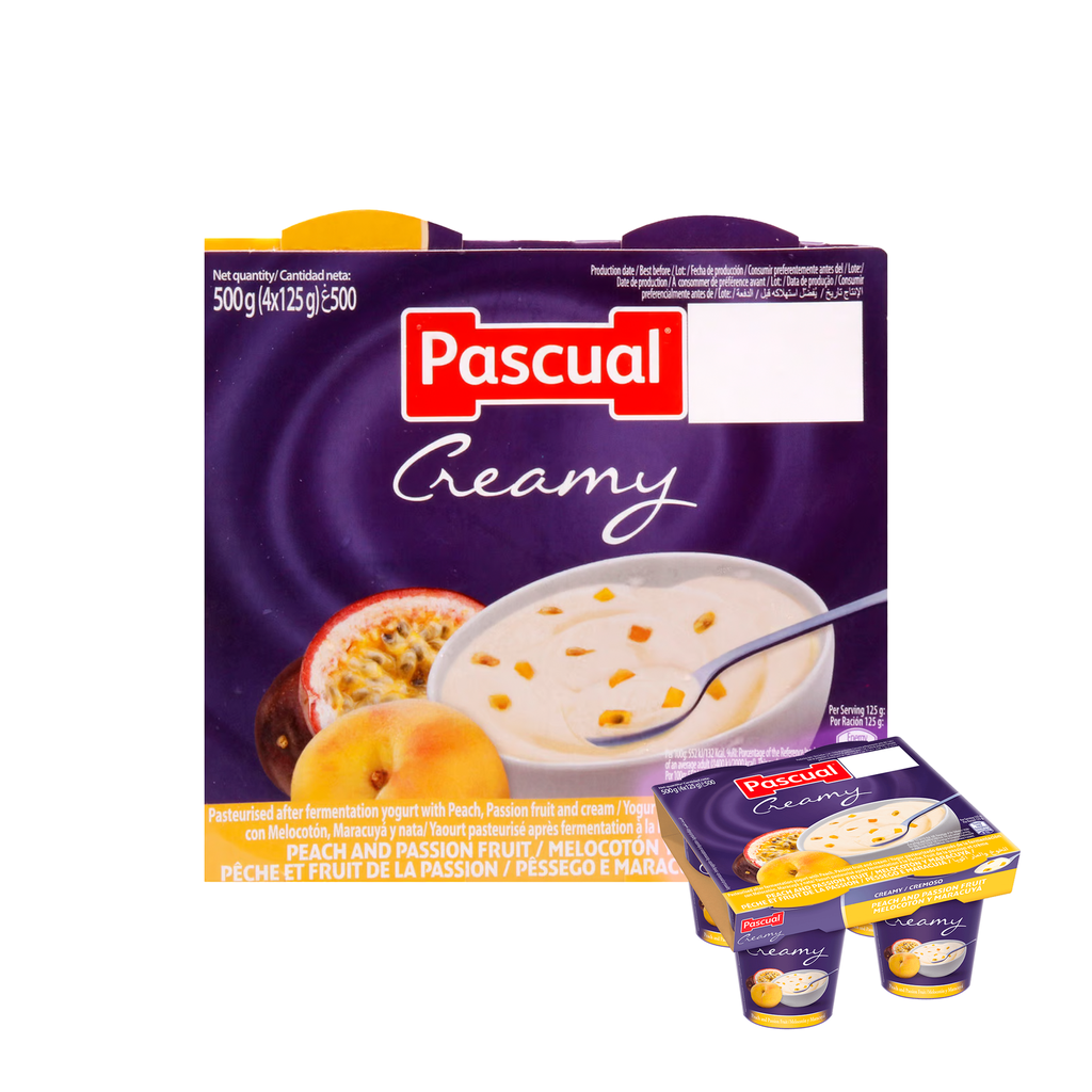Yogurt Pascual Crema sabor Melocotón y Maracuyá (pack 4x125 gr)