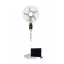 Ventilador de pedestal recargable y solar de 16&quot;, con lámpara LED.