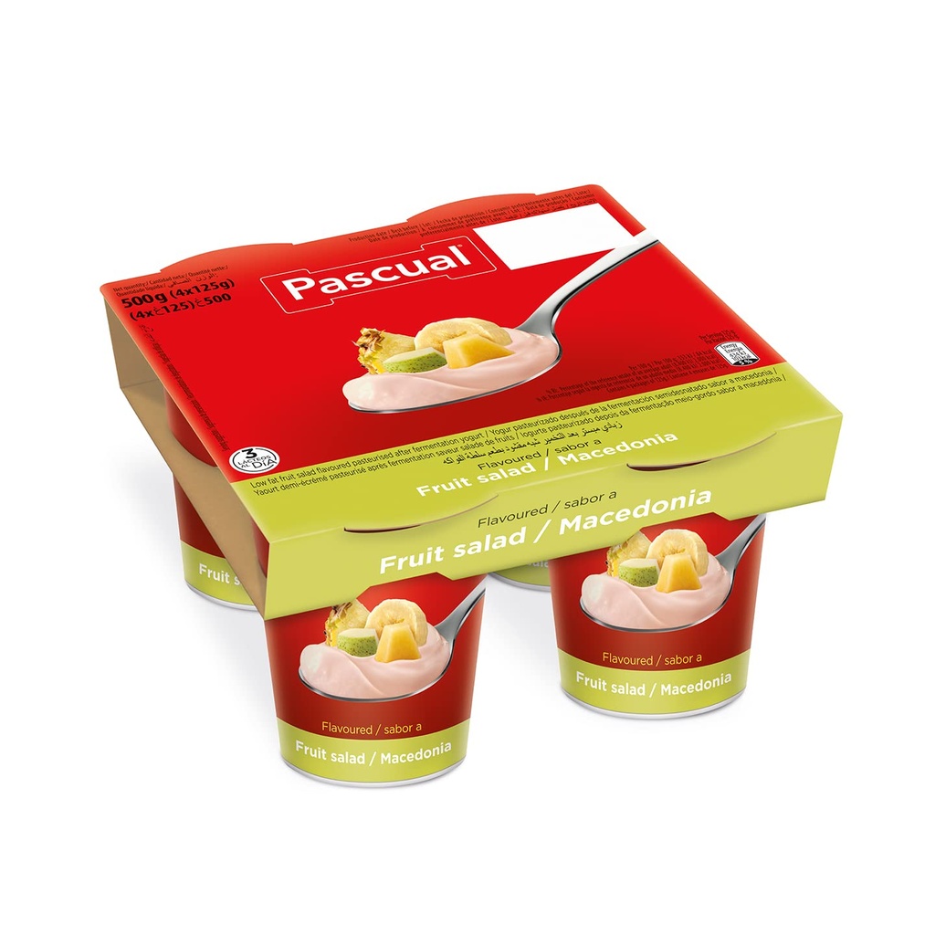 Yogurt Pascual Crema sabor Macedonia (pack 4x125 gr)