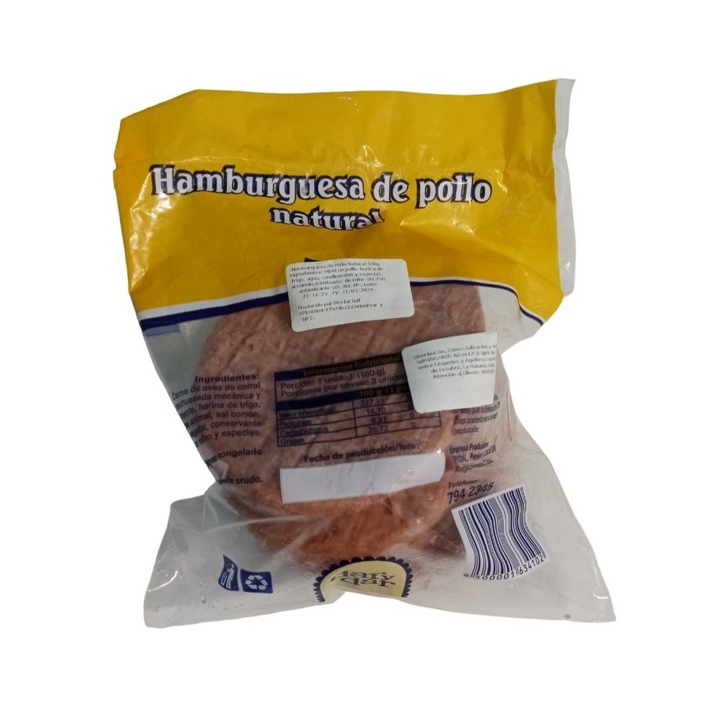 Hamburguesa de pollo natural (5 unidades) Prodal HH