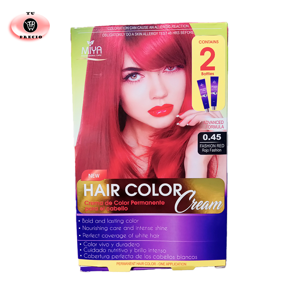 Tinte para el pelo color Rojo Fashion  (Crema permanente para el cabello 2 envases)