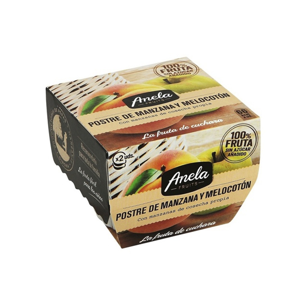 Compota de manzana y melocotón pack 2x100 gr ANELA FRUITS