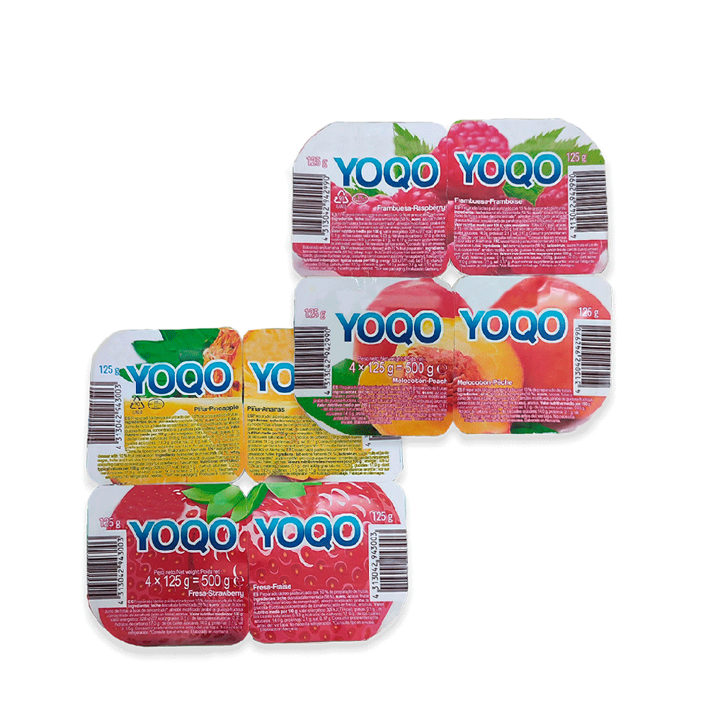 Yogurt con Trozos de Frutas YOQO (4 x 125g) Piña-Fresa y Frambuesa-Melocotón