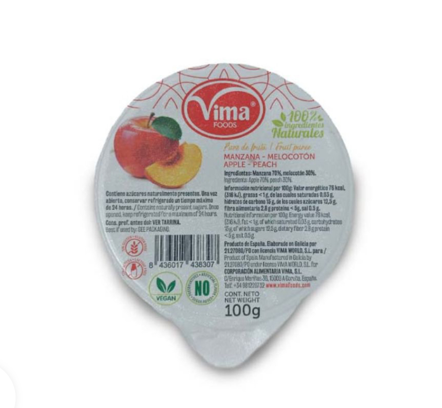 Compota de manzana y melocotón Vima (100g)