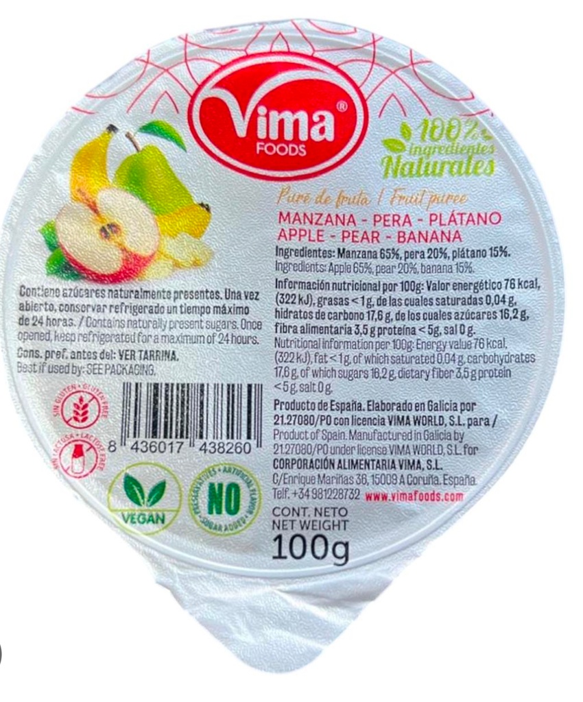 Compota de manzana y pera (100g) Vima