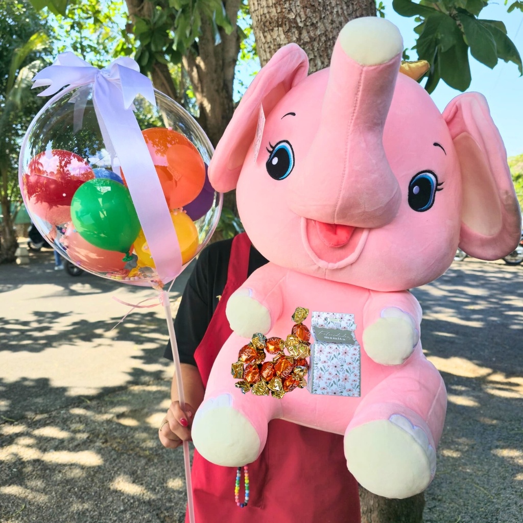 Combo Peluche Elefante, Globos y Bombones