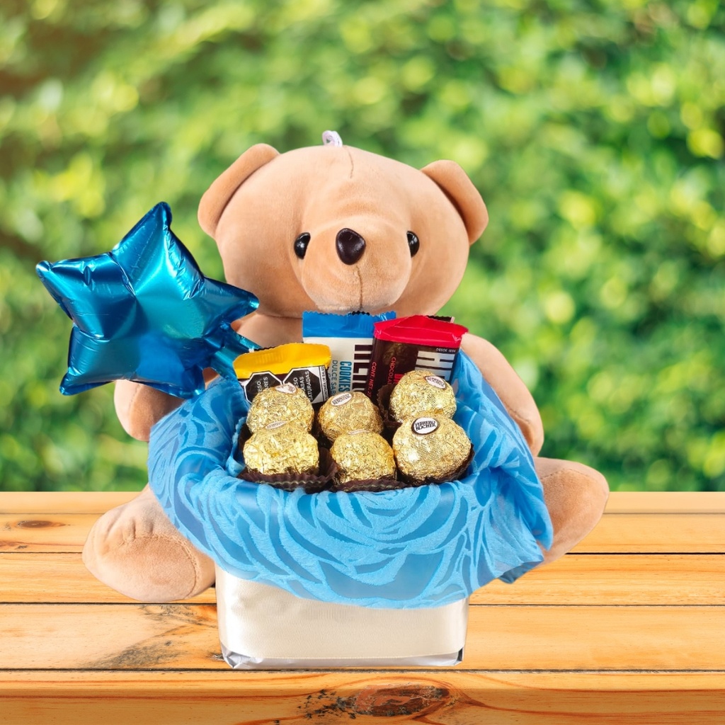 Combo Oso de Peluche con Chocolates y Globo