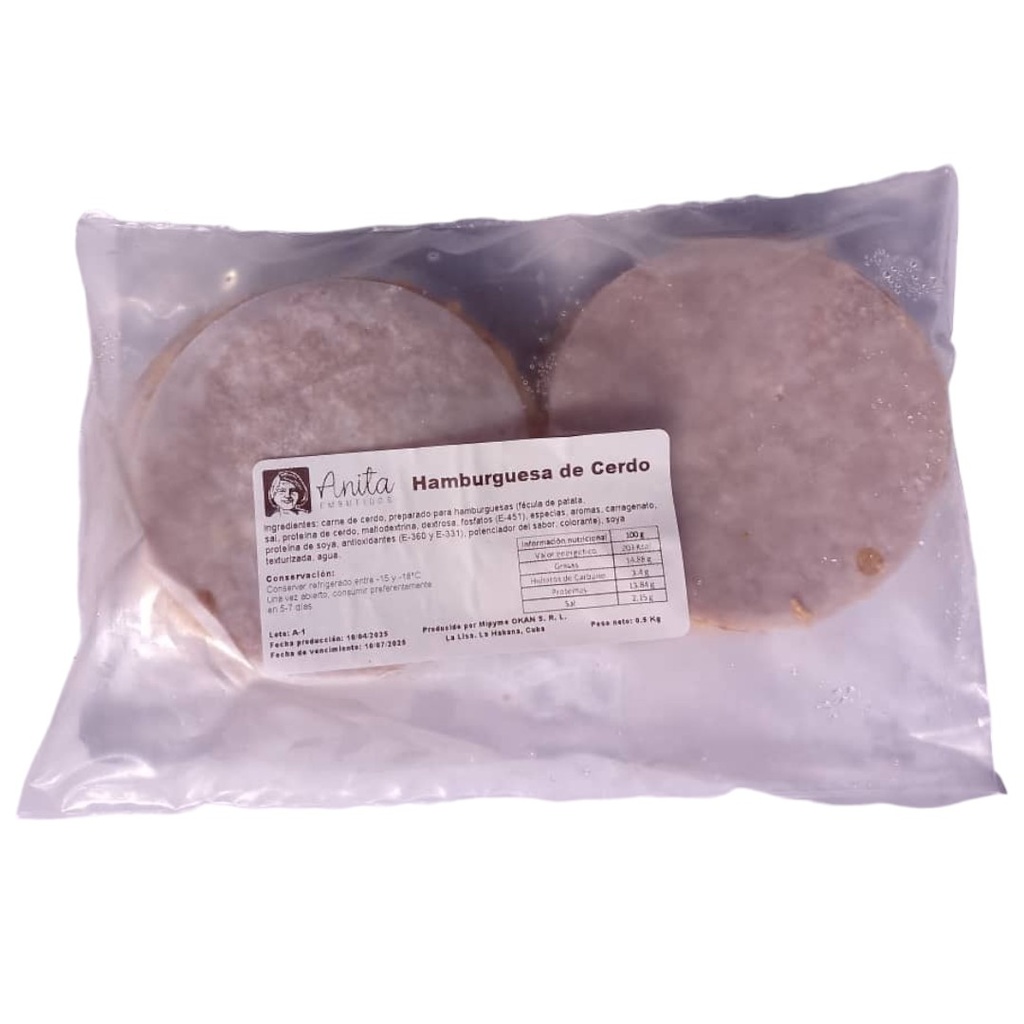 Hamburguesas de cerdo pack 5 u (500 g / 1.10 lb)