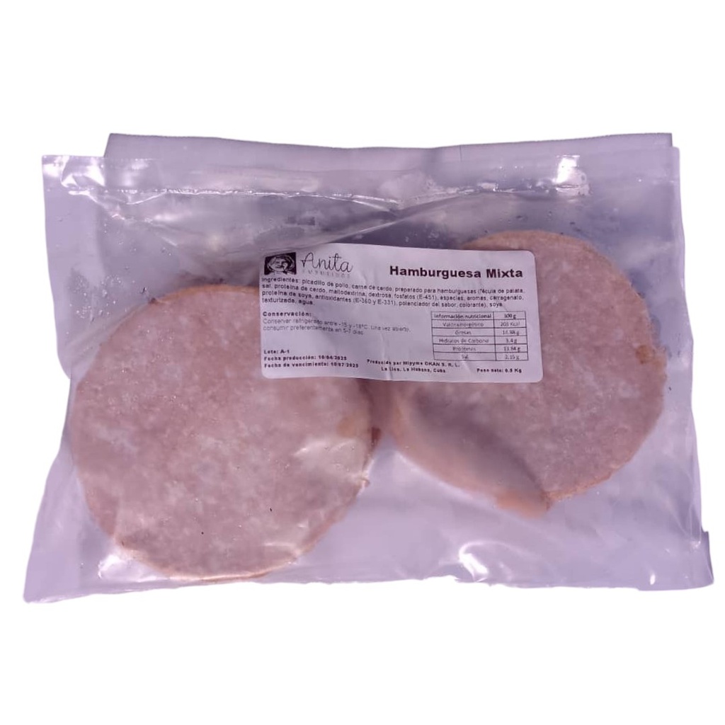 Hamburguesas mixtas pack 5 u (500 g / 1.10 lb)