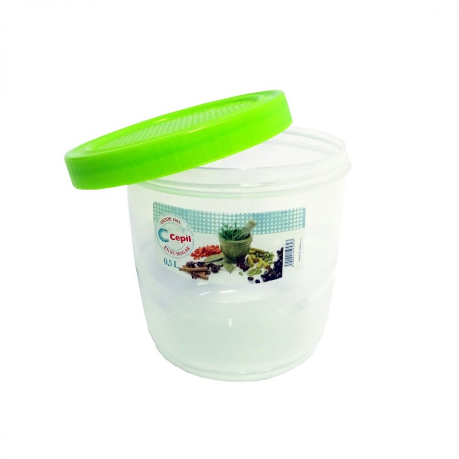 Envase plástico redondo con tapa enroscada (500 ml)