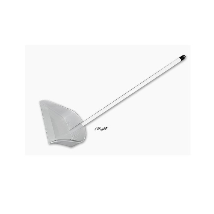 Recogedor de 22.5cm de plástico gris con palo blanco