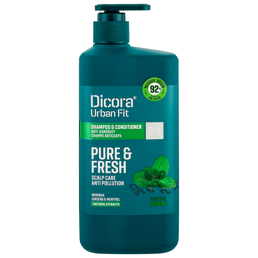 Champú anticaspa Dicora Urban Fit con Acondicionador de Ginseng, moringa y mentol 800 ml
