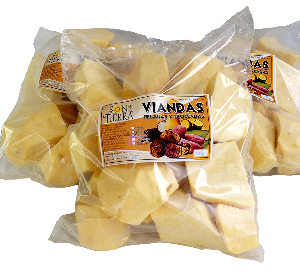 Boniatos pelados y troceados (trozos grandes) 1kg